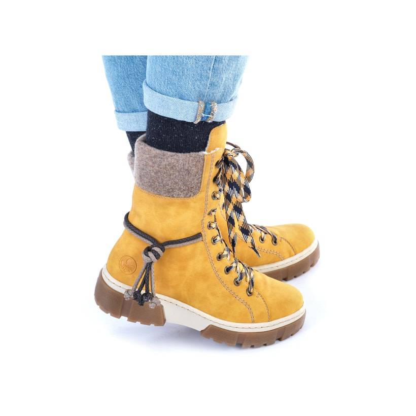Rieker Artikelnummer X8618-68 Rieker Damen Schnürstiefel sonnenblumengelb Sonderangebot