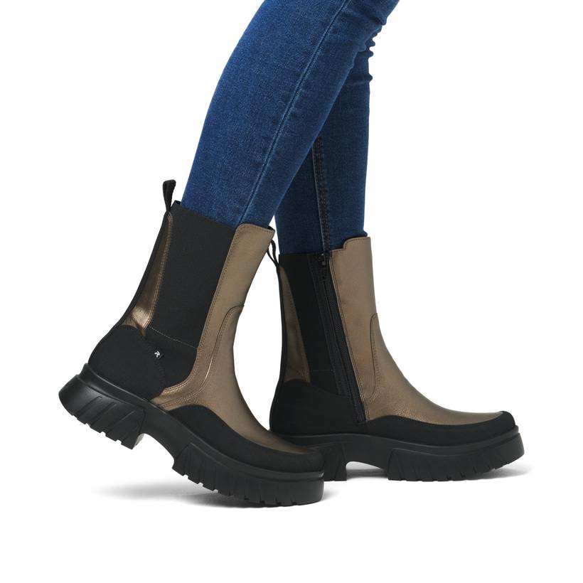 Rieker Artikelnummer W1872-90 Rieker Damen Chelsea Boots bronze-schwarz Großer Ausverkauf