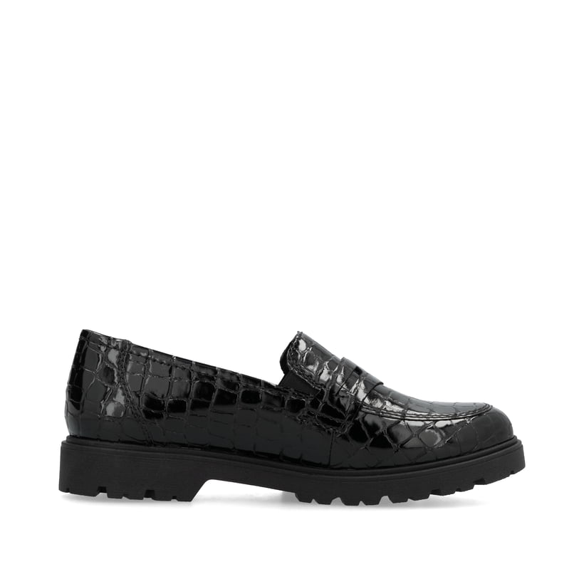 Rieker Artikelnummer 45560-03 Rieker Damen Slipper glanzschwarz Saisonschlussverkauf