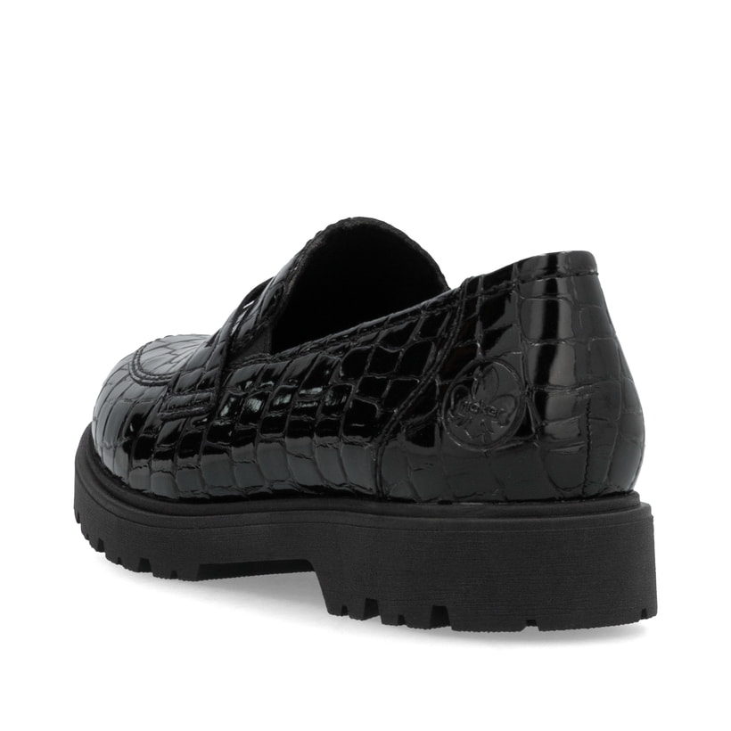Rieker Artikelnummer 45560-03 Rieker Damen Slipper glanzschwarz Saisonschlussverkauf