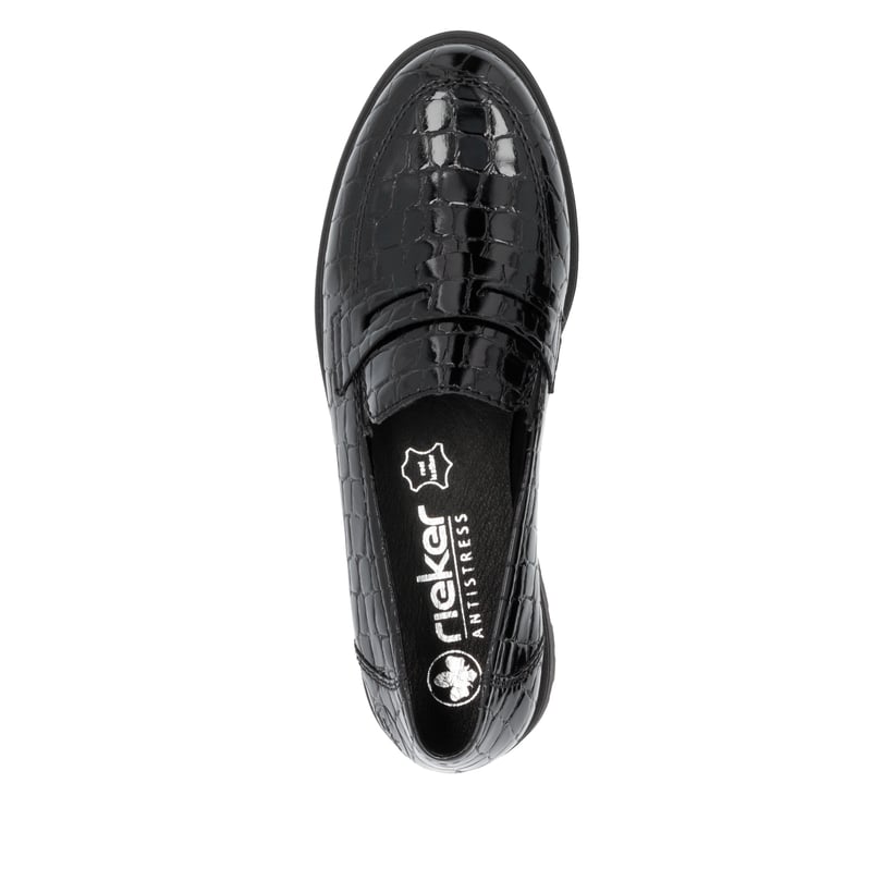 Rieker Artikelnummer 45560-03 Rieker Damen Slipper glanzschwarz Saisonschlussverkauf