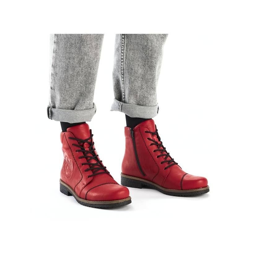 Rieker Artikelnummer 73504-33 Rieker Damen Schnürstiefel erdbeerrot Osterangebot
