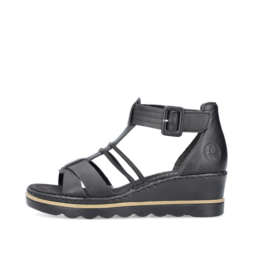 Rieker Artikelnummer 67480-01 Rieker Damen Keilsandaletten asphaltschwarz