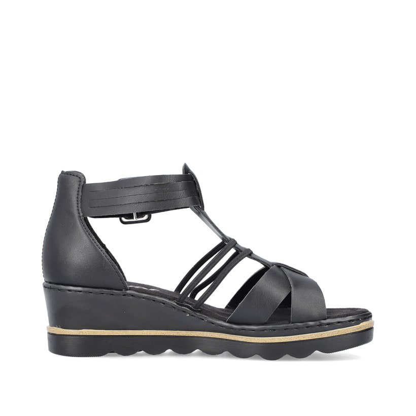 Rieker Artikelnummer 67480-01 Rieker Damen Keilsandaletten asphaltschwarz Zeitlich begrenztes Angebot