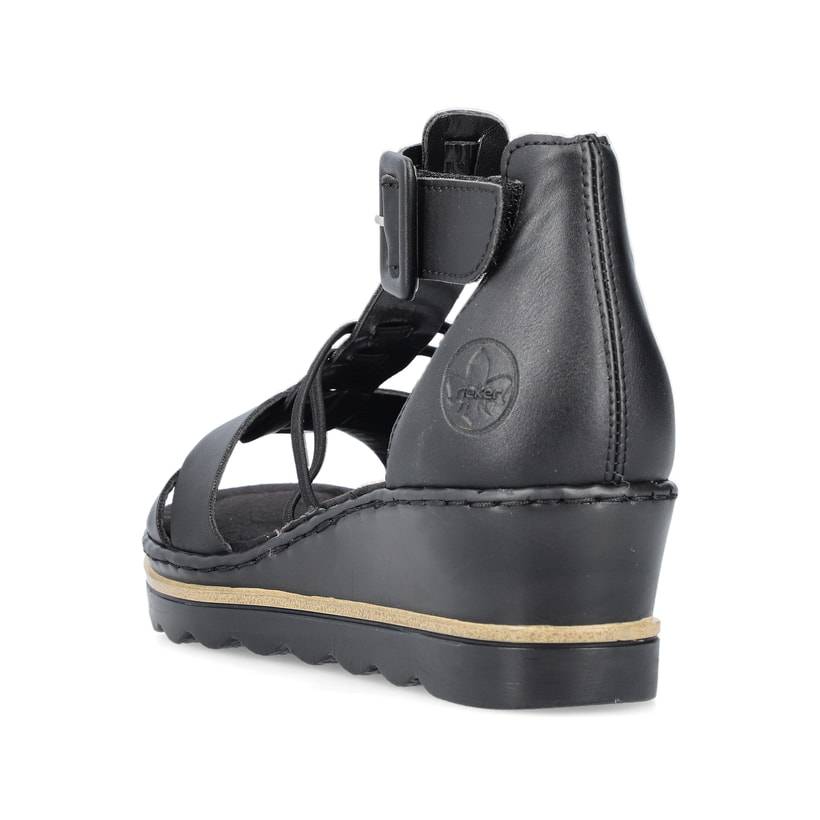 Rieker Artikelnummer 67480-01 Rieker Damen Keilsandaletten asphaltschwarz Zeitlich begrenztes Angebot