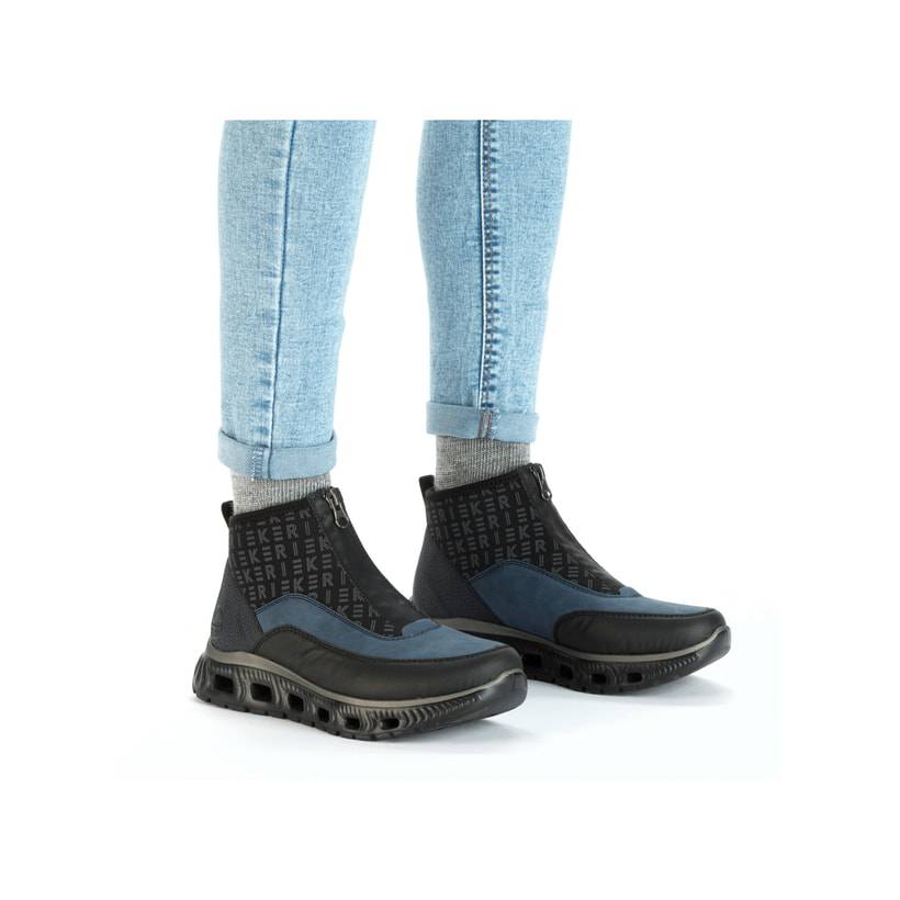 Rieker Artikelnummer M6052-00 Rieker Damen Sneaker High asphaltschwarz-ozeanblau Riesige Ersparnisse