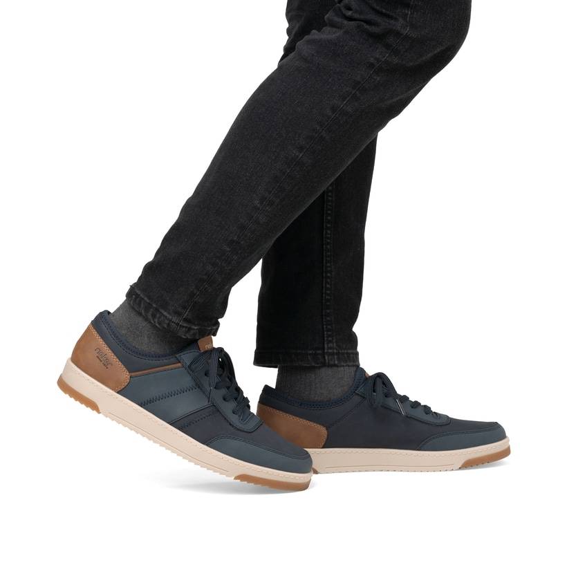Rieker Artikelnummer 17550-14 Rieker Herren Sneaker Low pazifikblau-nougatbraun Meist gekauft
