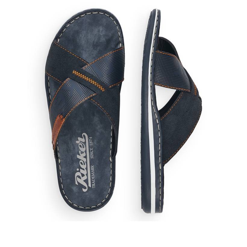 Rieker Artikelnummer 21098-14 Rieker Herren Pantoletten ozeanblau-nussbraun Begrenztes Angebot
