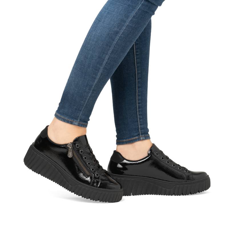 Rieker Artikelnummer N2501-00 Rieker Damen Sneaker Low glanzschwarz Lagerräumung