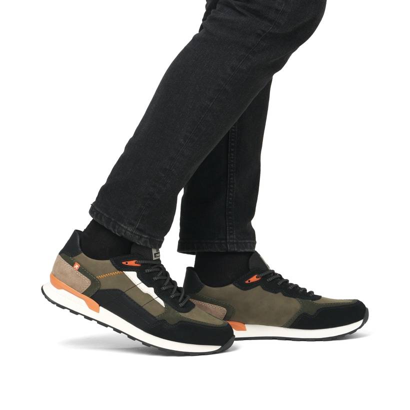 Rieker Artikelnummer U0308-54 Rieker Herren Sneaker Low khaki-schwarz Letzte 2 Tage