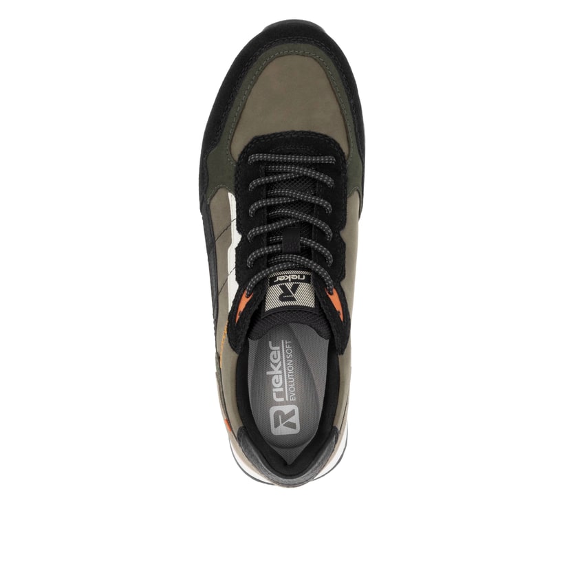 Rieker Artikelnummer U0308-54 Rieker Herren Sneaker Low khaki-schwarz Letzte 2 Tage