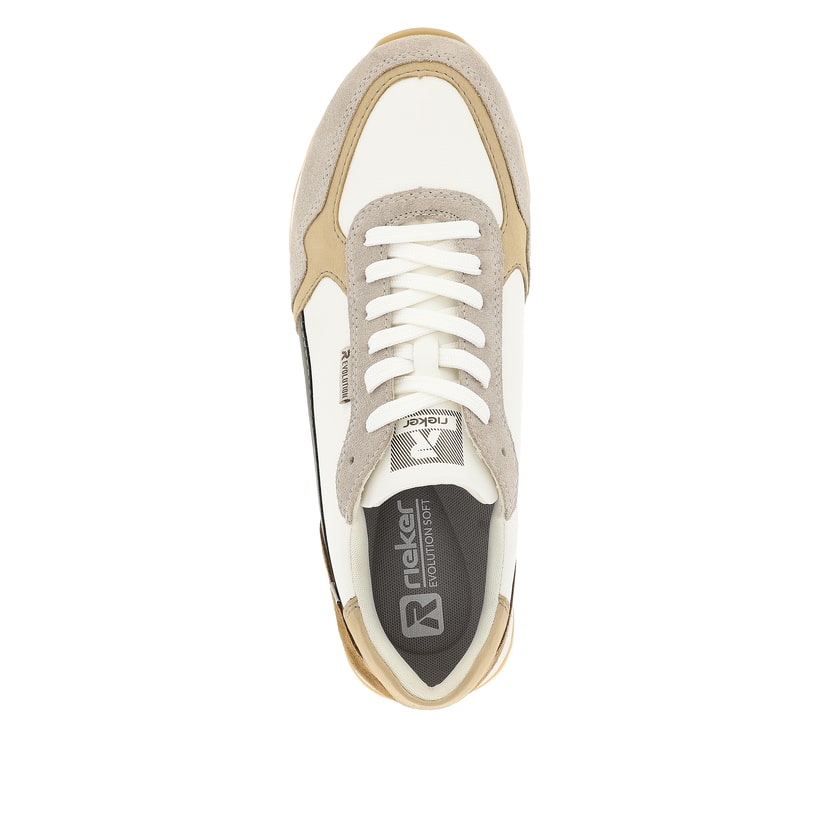 Rieker Artikelnummer U0307-80 Rieker Herren Sneaker Low sand-beige swan-white Fabrikladen
