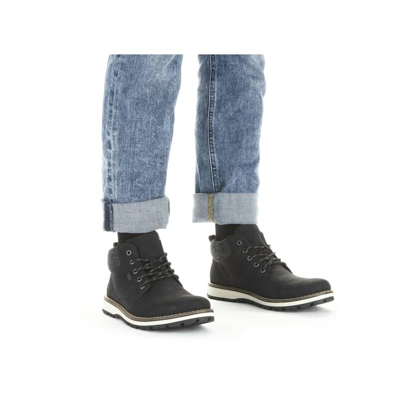 Rieker Artikelnummer 38419-00 Rieker Herren Schnürstiefel urbanschwarz Black Friday Preise