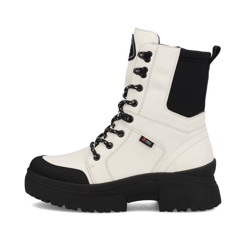 Rieker Artikelnummer W0374-80 Rieker Damen Schnürstiefel snow-white deep-black