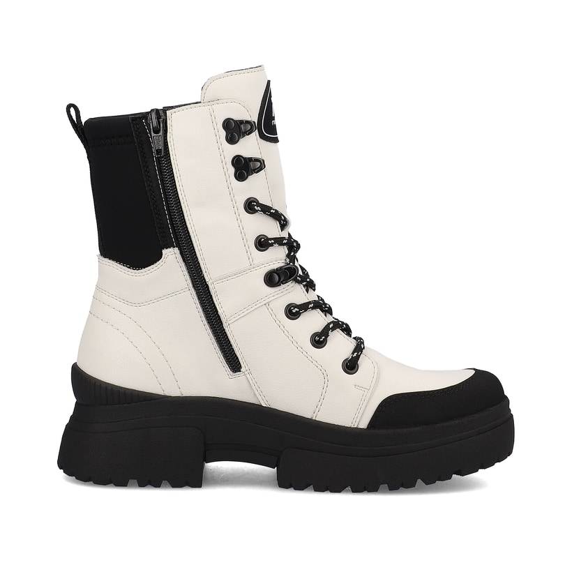 Rieker Artikelnummer W0374-80 Rieker Damen Schnürstiefel snow-white deep-black Bis zu 65% Rabatt