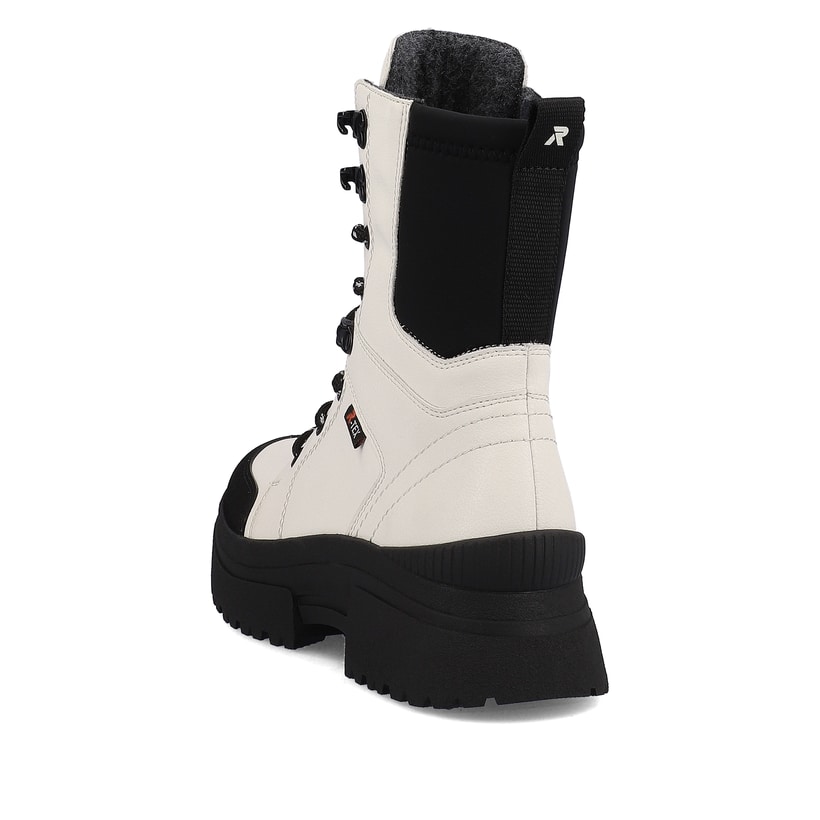 Rieker Artikelnummer W0374-80 Rieker Damen Schnürstiefel snow-white deep-black Bis zu 65% Rabatt