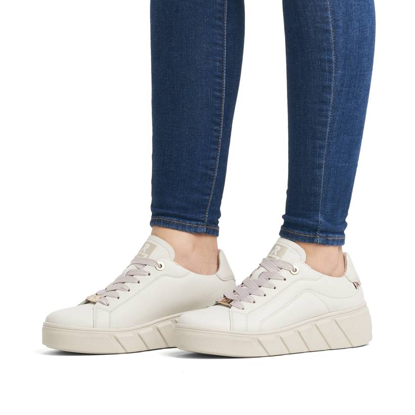 Rieker Artikelnummer W0503-80 Rieker Damen Sneaker Low cremeweiß 50% Rabatt mit kostenlosem Versand