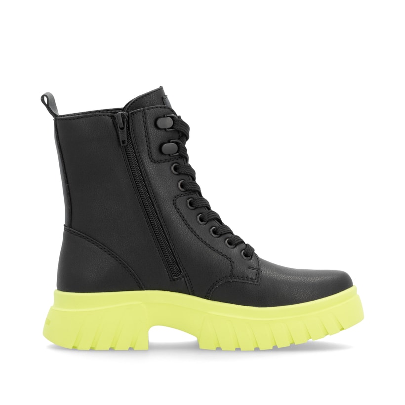 Rieker Artikelnummer W1870-01 Rieker Damen Schnürstiefel mattschwarz-neongrün Meist gekauft