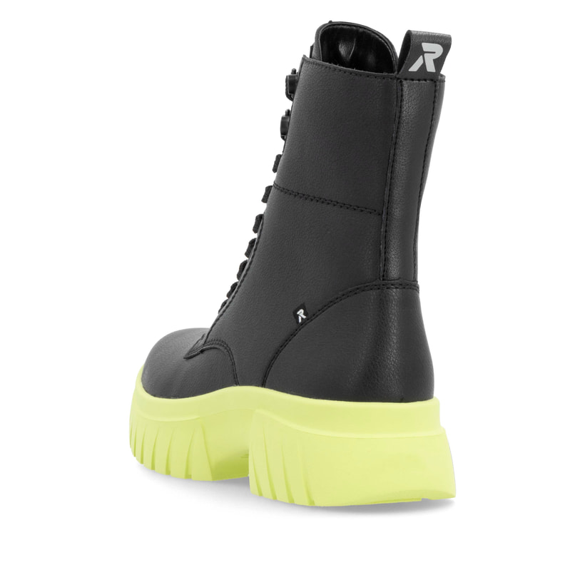 Rieker Artikelnummer W1870-01 Rieker Damen Schnürstiefel mattschwarz-neongrün Meist gekauft