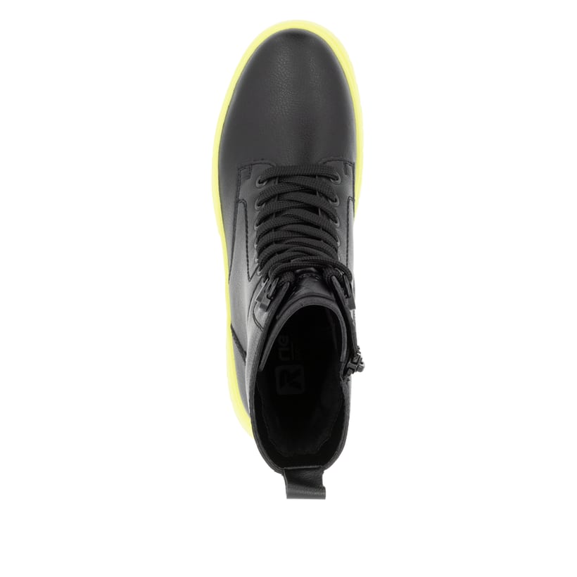 Rieker Artikelnummer W1870-01 Rieker Damen Schnürstiefel mattschwarz-neongrün Meist gekauft