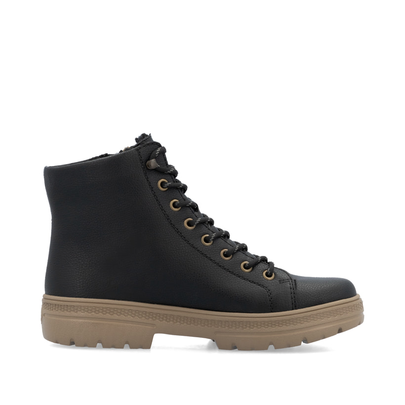 Rieker Artikelnummer N0031-00 Rieker Damen Schnürstiefel asphaltschwarz Rabatt