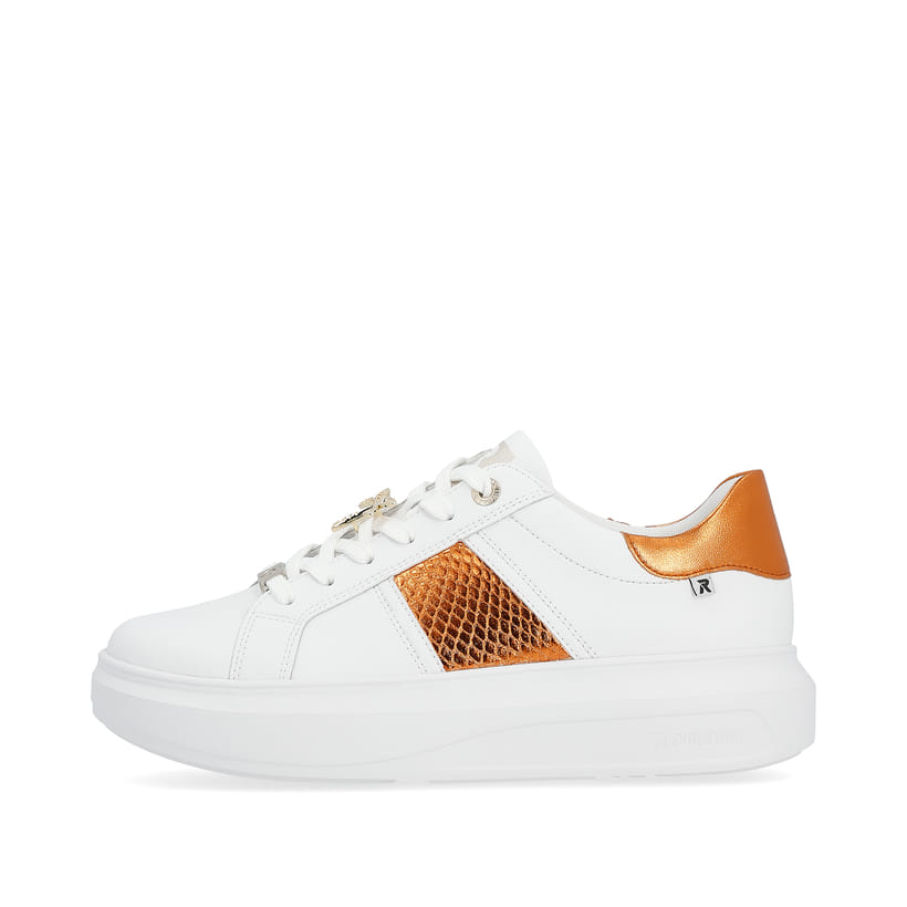 Rieker Artikelnummer W1202-80 Rieker Damen Sneaker Low pearl-white copper-metallic