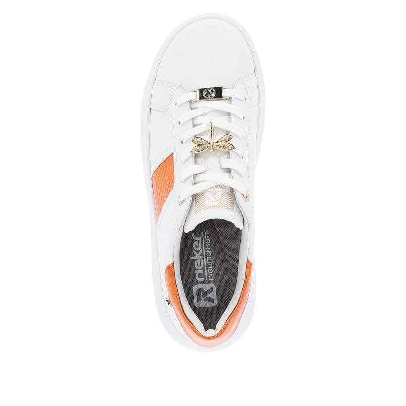 Rieker Artikelnummer W1202-80 Rieker Damen Sneaker Low pearl-white copper-metallic Top Angebot