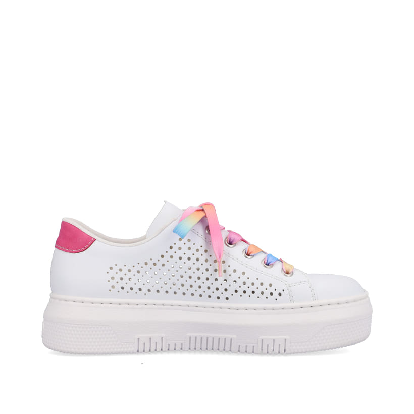 Rieker Artikelnummer M1904-80 Rieker Damen Sneaker Low cremeweiß-flamigorosa Tiefpreis
