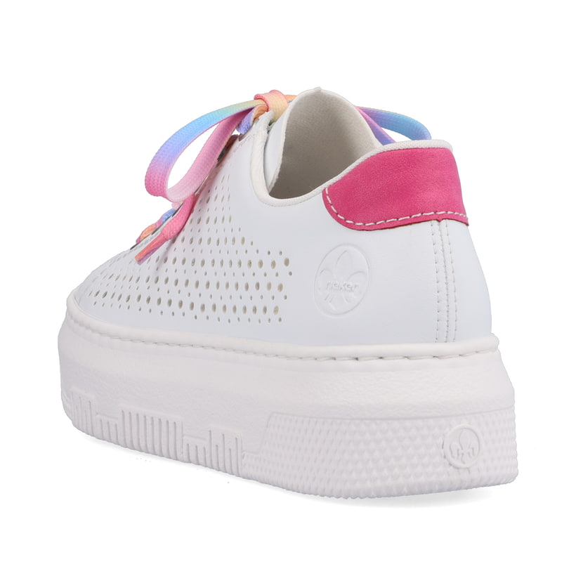 Rieker Artikelnummer M1904-80 Rieker Damen Sneaker Low cremeweiß-flamigorosa Tiefpreis