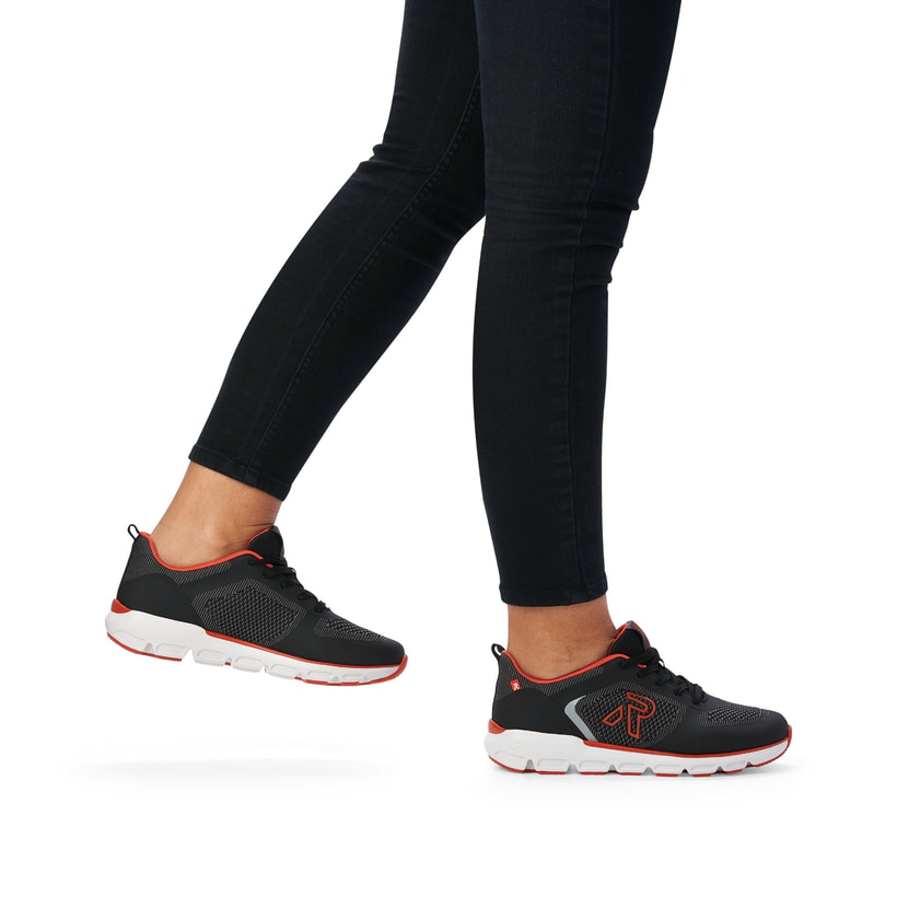 Rieker Artikelnummer 40402-00 Rieker Damen Sneaker Low urban-black rust-orange Großer Ausverkauf
