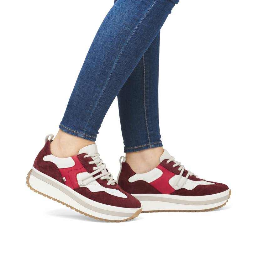 Rieker Artikelnummer W0900-35 Rieker Damen Sneaker Low kirschrot-weiß Muttertagsangebot