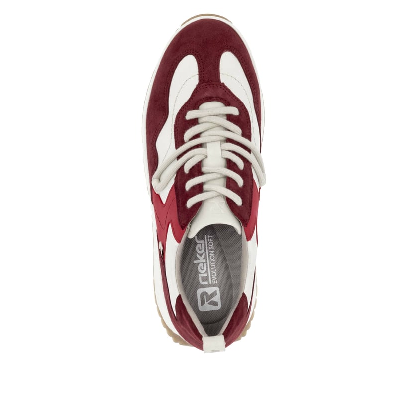 Rieker Artikelnummer W0900-35 Rieker Damen Sneaker Low kirschrot-weiß Muttertagsangebot