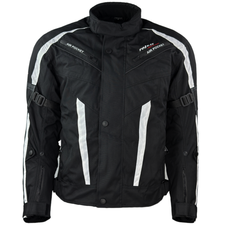﻿Roleff RO546 - kurze Motorradjacke mit Klimamembrane & Belüftung in schwarz / weiss Auslauf