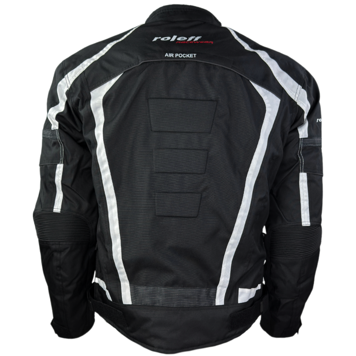 ﻿Roleff RO546 - kurze Motorradjacke mit Klimamembrane & Belüftung in schwarz / weiss Auslauf