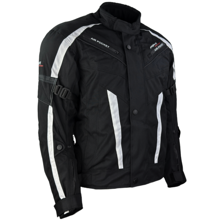 ﻿Roleff RO546 - kurze Motorradjacke mit Klimamembrane & Belüftung in schwarz / weiss Auslauf