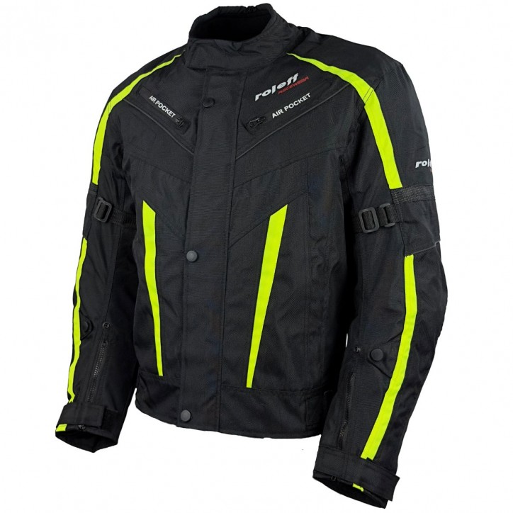 Roleff RO548 - kurze Motorradjacke in Neongelb mit Klimamembrane & Belüftung