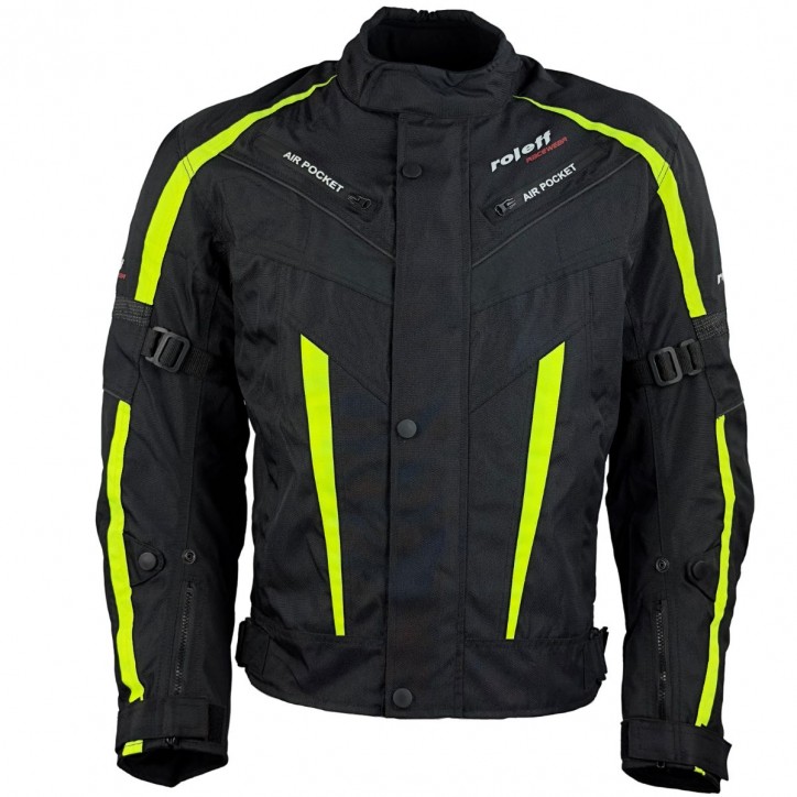 Roleff RO548 - kurze Motorradjacke in Neongelb mit Klimamembrane & Belüftung im Angebot