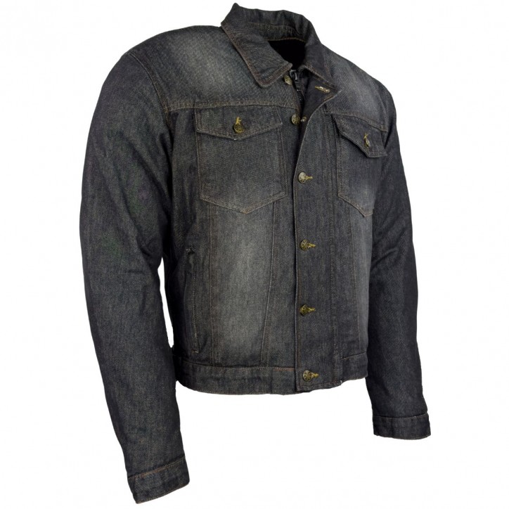 Roleff RO1514w - Schwarz/Power-Used - Klassische Jeans Motorradjacke mit Aramidverstärkung Fabrikverkauf