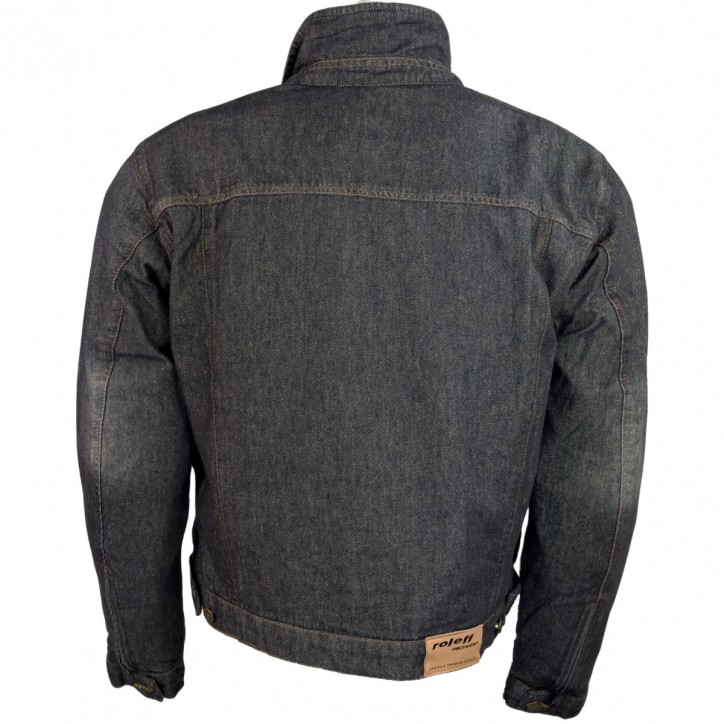 Roleff RO1514w - Schwarz/Power-Used - Klassische Jeans Motorradjacke mit Aramidverstärkung Fabrikverkauf