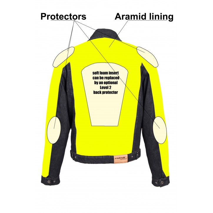 Roleff RO1514w - Schwarz/Power-Used - Klassische Jeans Motorradjacke mit Aramidverstärkung Fabrikverkauf