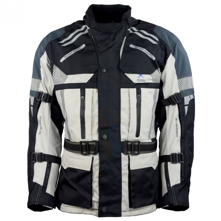 Roleff RO775 - Helle Motorrad- Tourenjacke in Schwarz/Grau im Angebot