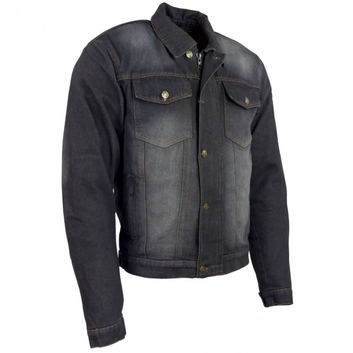 Roleff RO1514 - Schwarz/Stonewashed - Klassische Jeans Motorradjacke mit Aramidverstärkung Günstiger Verkauf