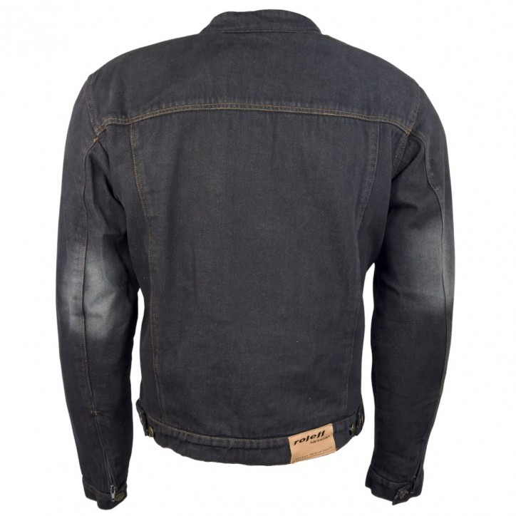 Roleff RO1514 - Schwarz/Stonewashed - Klassische Jeans Motorradjacke mit Aramidverstärkung Günstiger Verkauf