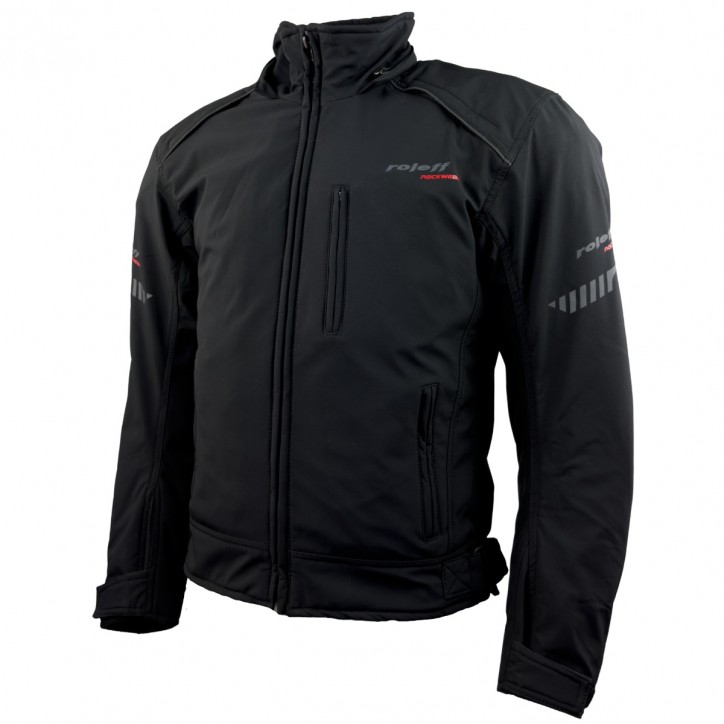 Roleff RO1513 - Schwarze Softshell Motorradjacke mit Hoodie Blitzverkäufe