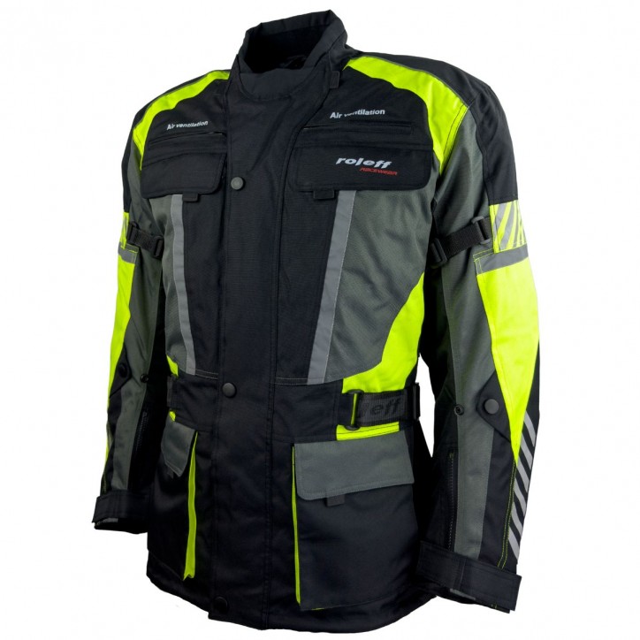 Roleff RO16013 - Motorradjacke in Schwarz / Neongelb
