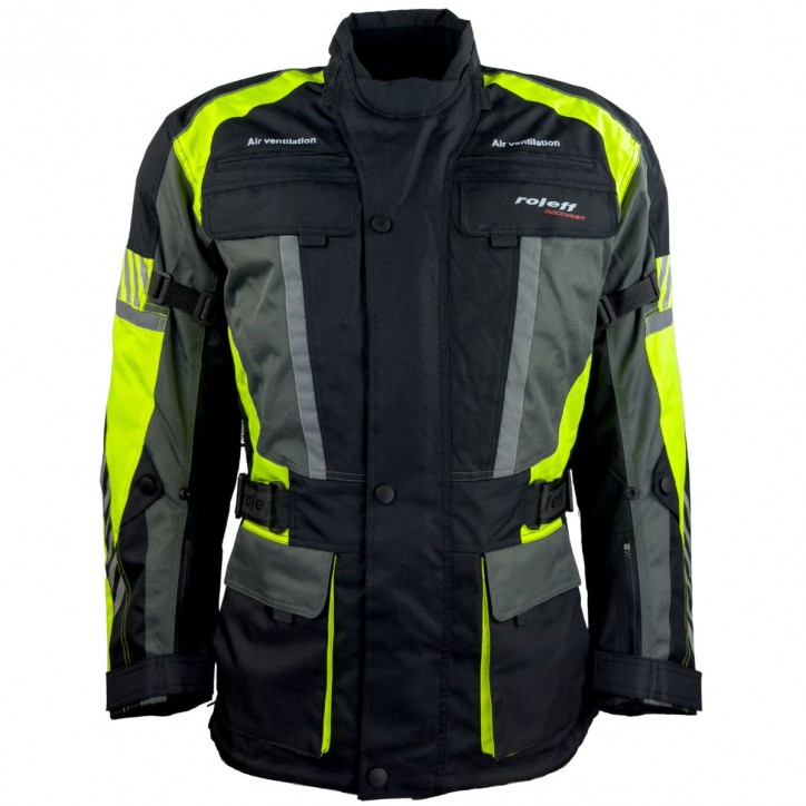 Roleff RO16013 - Motorradjacke in Schwarz / Neongelb Angebote