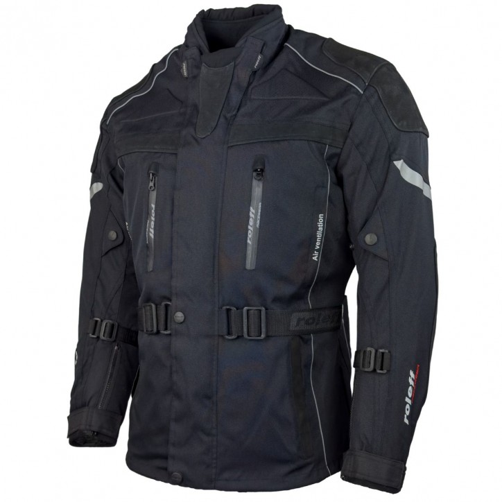 Roleff RO538 - Motorradjacke mit Rindlederapplikationen in Schwarz