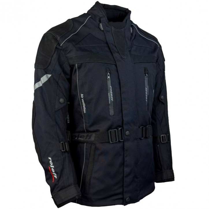 Roleff RO538 - Motorradjacke mit Rindlederapplikationen in Schwarz Hotsell