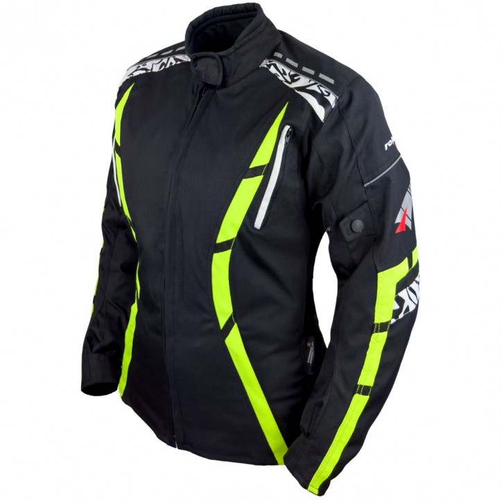 Roleff RO15092 - Motorradjacke für Damen in Schwarz / Neongelb