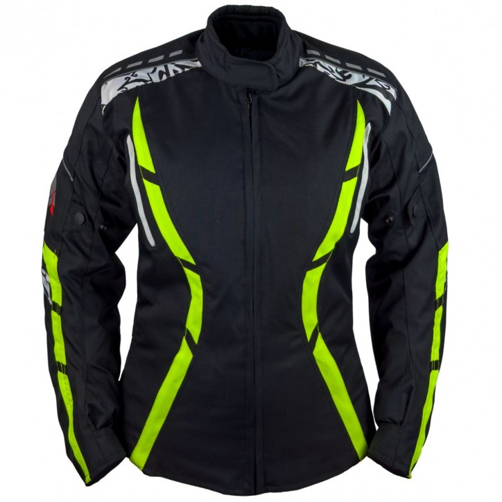 Roleff RO15092 - Motorradjacke für Damen in Schwarz / Neongelb Schlussverkauf